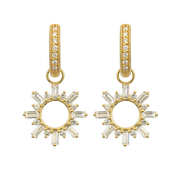 Lisse Diamond Baguette Sunburst Earring Charms | 1.05c 18k Yellow Gold