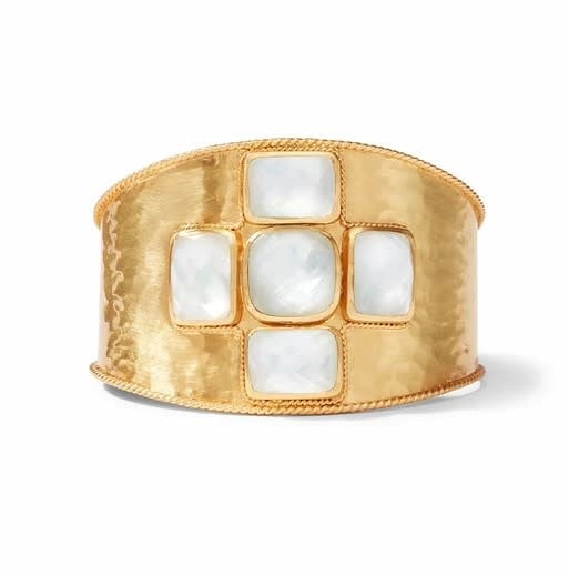 Savoy Cuff Gold Iridescent Chalcedony