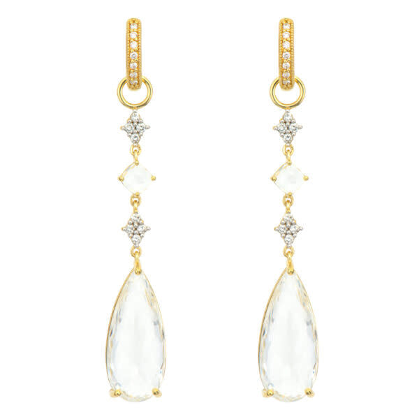 Provence Diamond + White Topaz Dangling Teardrop Earring Charms | 18k Yellow Gold