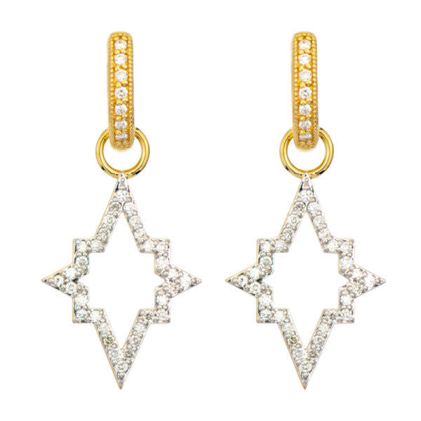 Moroccan Open Frame Night Star with Pave Diamond Earring Charms