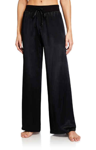 Jolie Capri Adjustable Drawstring Rib Waistband Satin Pant