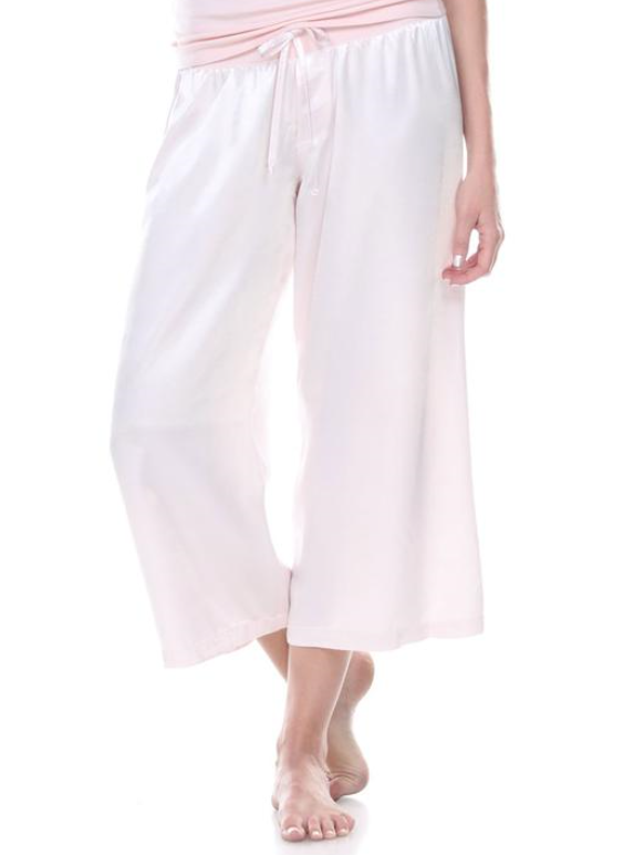 Jolie Capri Adjustable Drawstring Rib Waistband Satin Pant
