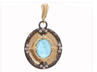 Enhancer With Turquoise Diamonds Pendant Only