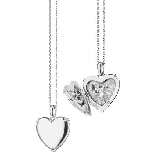 White Sapphire Heart Locket Necklace