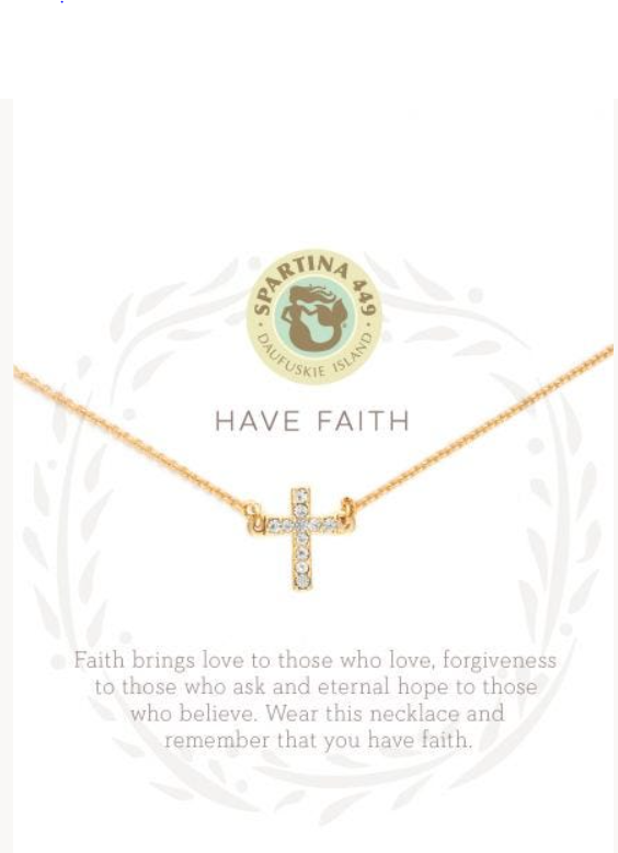 Have Faith Crystal Cross 18k Gold Plate Necklace, 18-21"