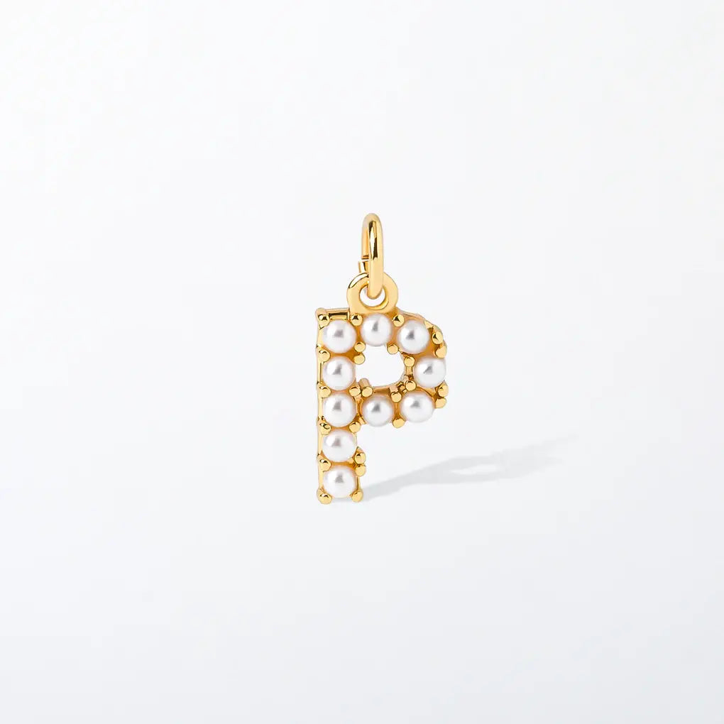 Pearl Initial Charm Pendant | P