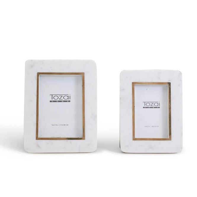 White Marble Gold Rim Frame