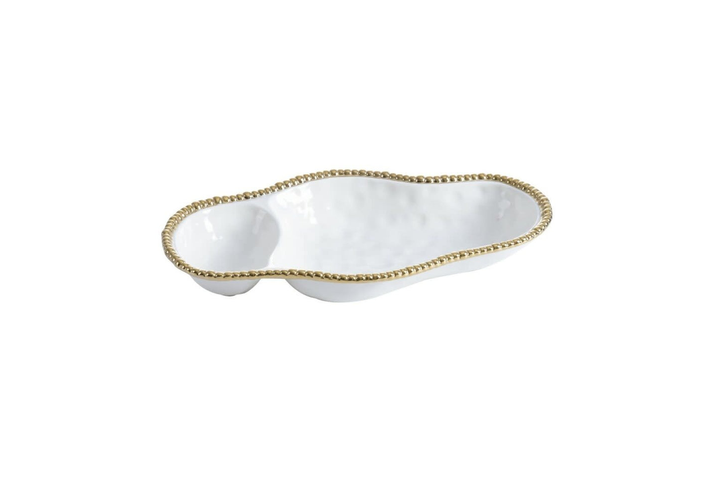 2 Section Serving Piece | White + Gold