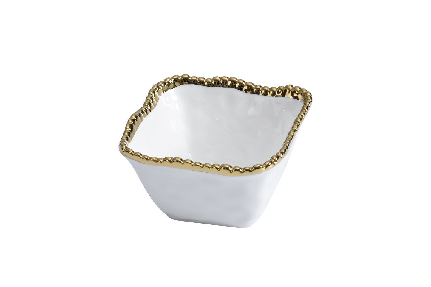 Porcelain + Gold Titanium Square Snack Bowl | 4.75in