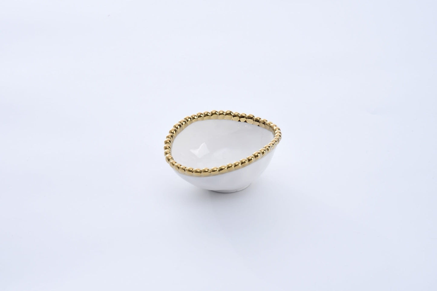 Porcelain + Gold Titanium Oval Condiment Bowl | 4in