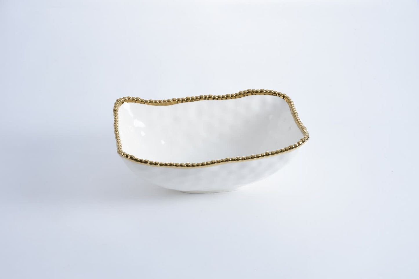 Porcelain + Gold Titanium Deep Serving Bowl | 13x9in