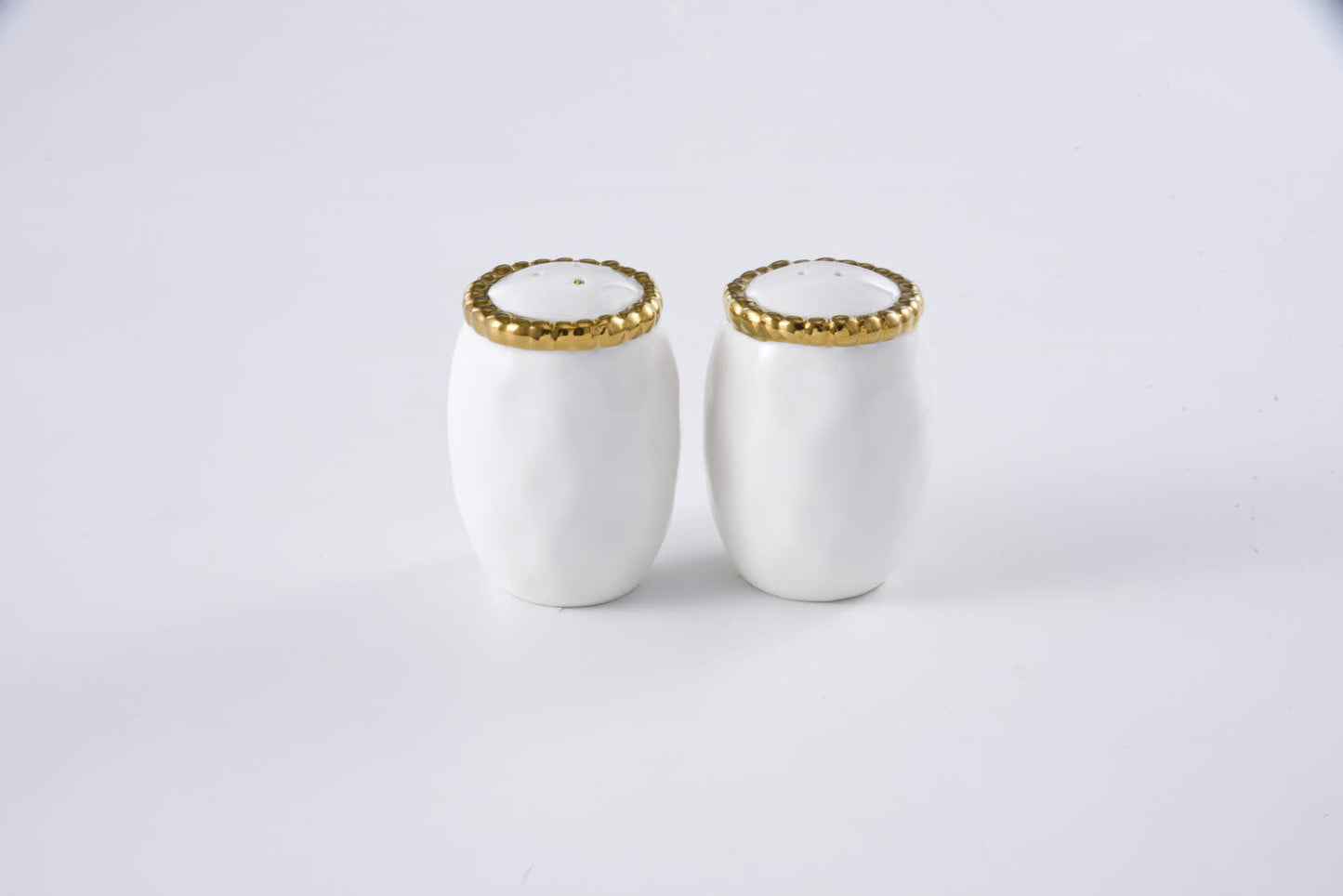Porcelain + Gold Titanium Salt + Pepper Shaker Set
