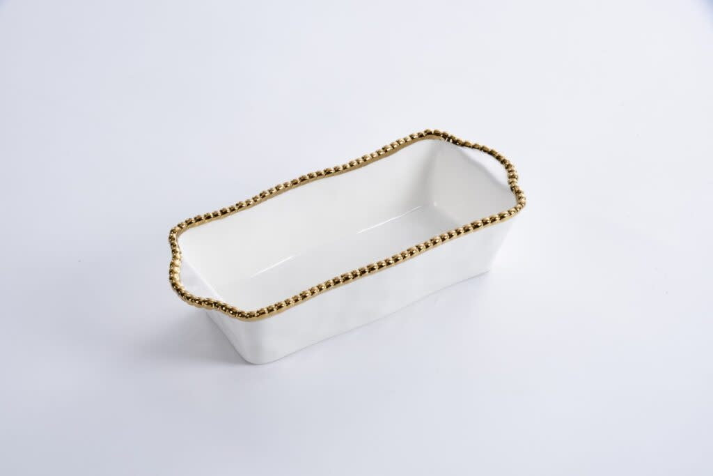 Porcelain + Gold Titanium Loaf Baking Dish | 10x5in