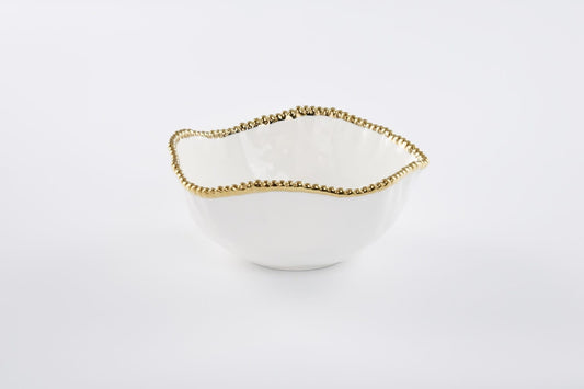 Porcelain + Gold Titanium Large Bowl | 10.5x9.5in