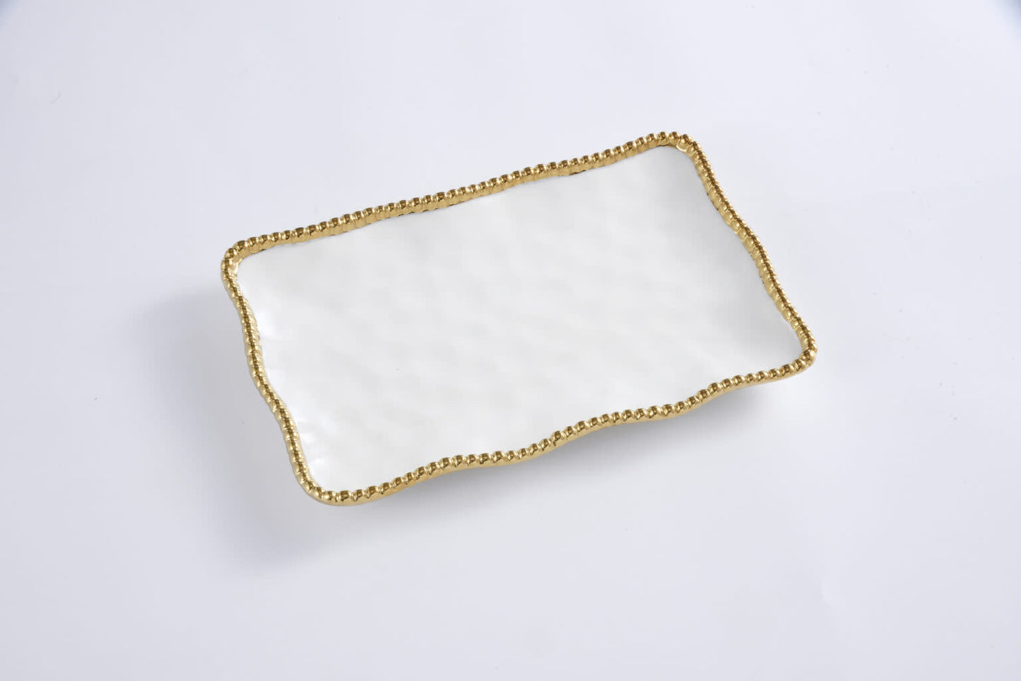 Porcelain + Gold Titanium Small Platter | 11x7.5in