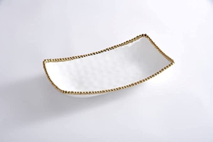 Rectangular Deep Server | White + Gold