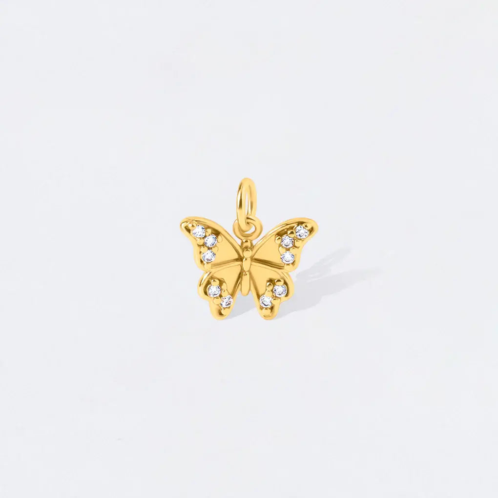 Textured Crystal Butterfly Wings Charm Pendant