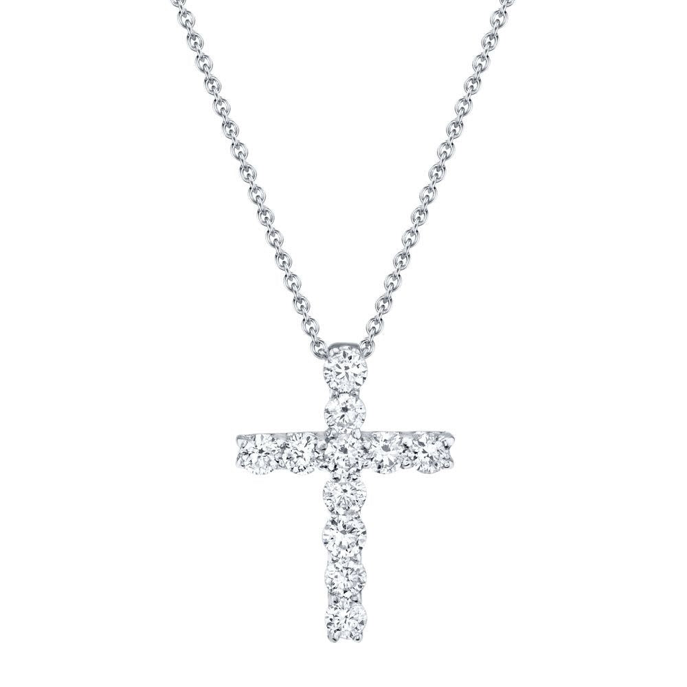 Diamond Cross Necklace | 14k White Gold .32c