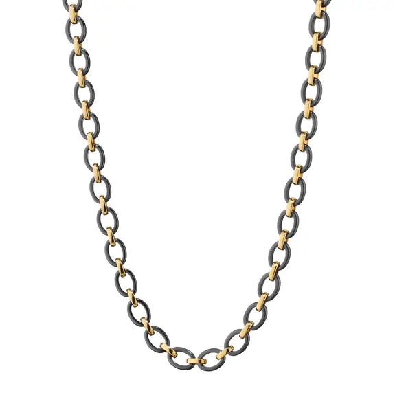 Audrey Black Ceramic Link Necklace | 18in
