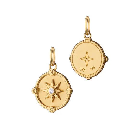 Mini Adventure Diamond Compass Charm | .033ct 18k YG