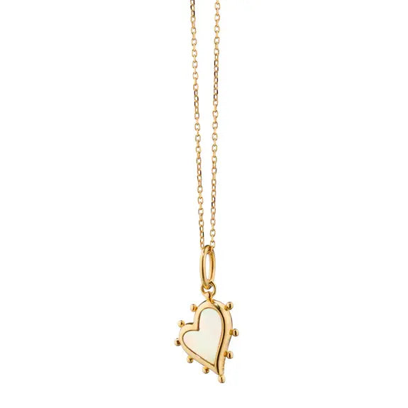 Monica Rich Kosann Mother of Pearl Gold Heart Necklace | 15+2in 18k
