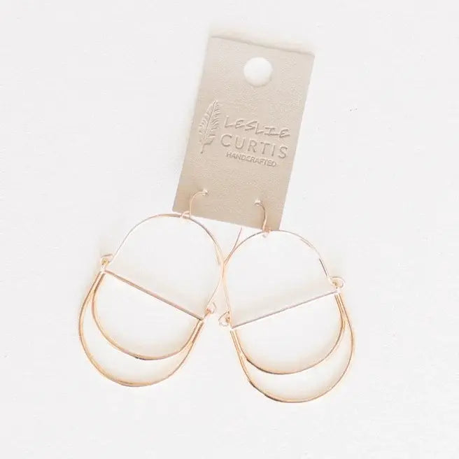 Cole Oval Geometric Gold Hoop Earrings | 2in