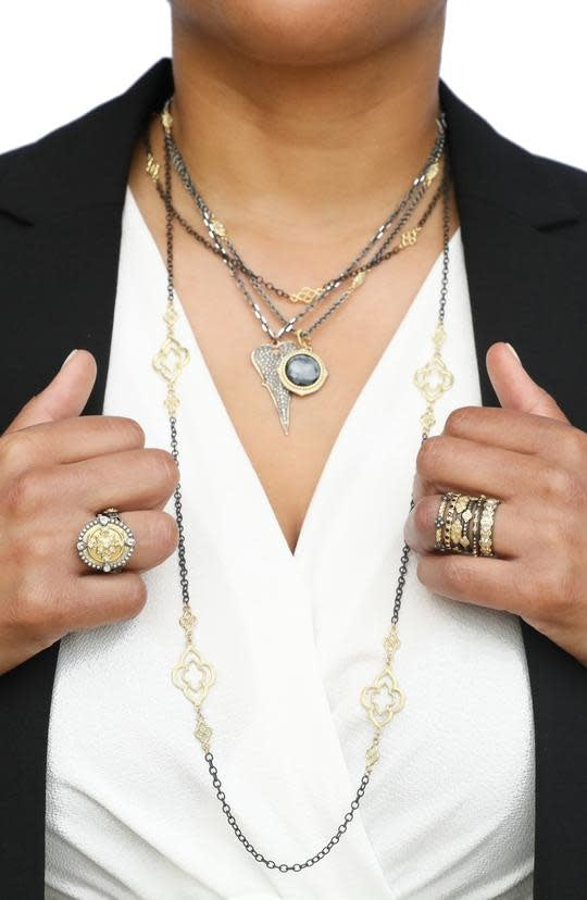 Pave Heart Shield Necklace