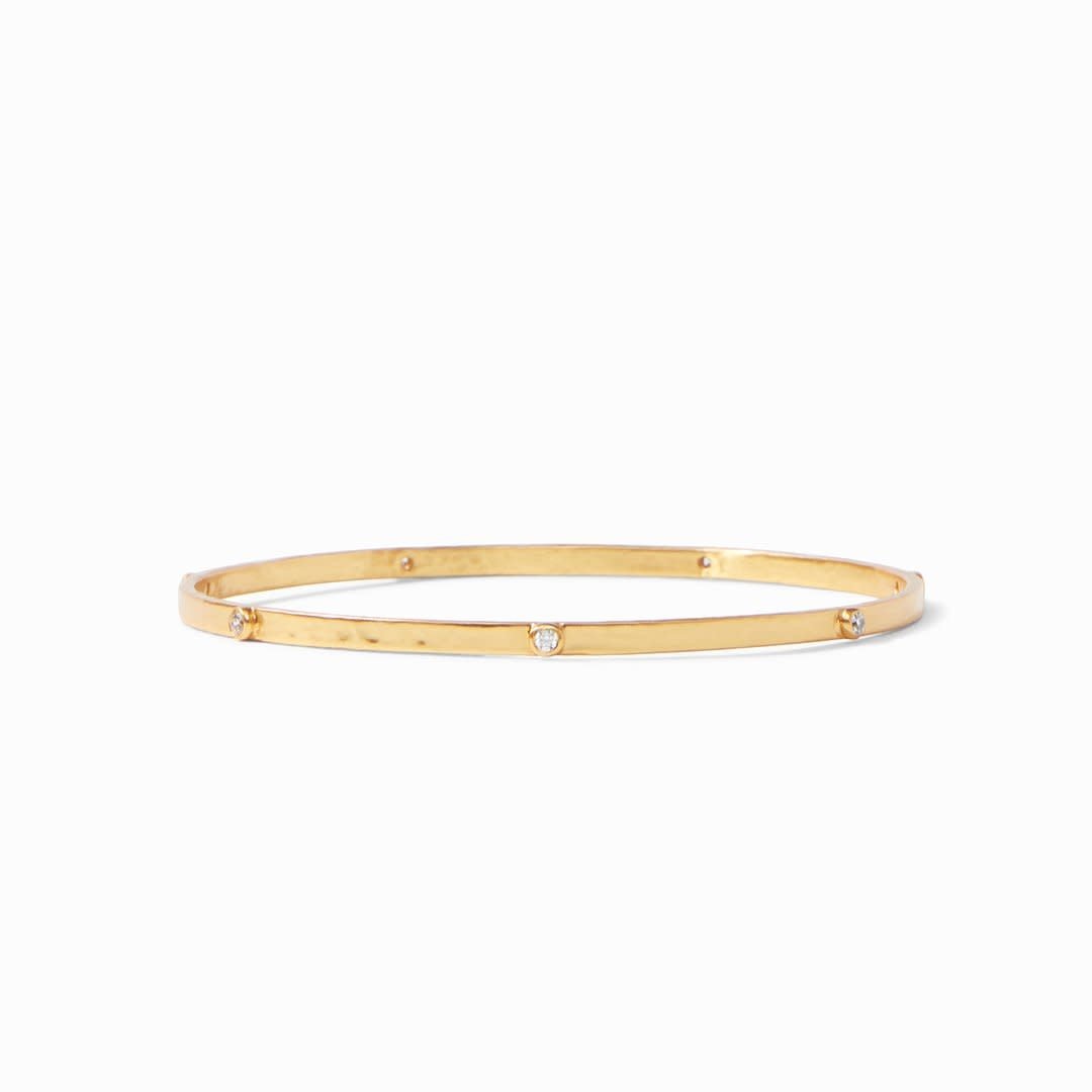 Crescent Gold Bangle Bracelet | Cubic Zirconia Medium