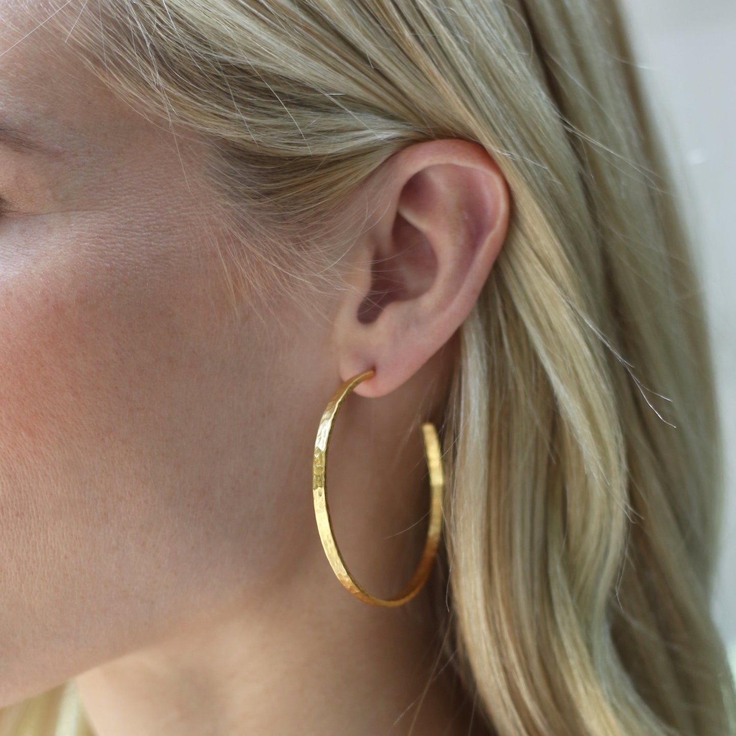 Crescent Gold Hoop Earrings | Large 1.75in