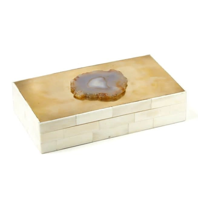 Agate Box w/ Brass & Bone