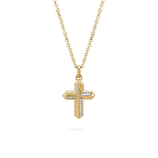 Classic Gold Chain Cross Pendant With Diamonds