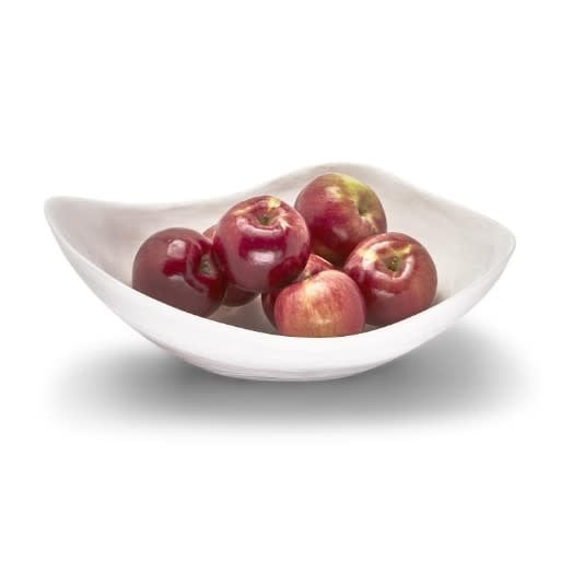 Archipelago White Cloud Marbleized Organic Shaped Bowl Large