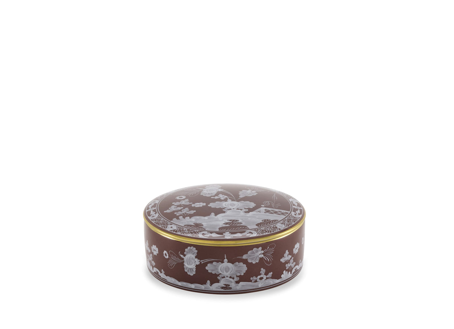 Ginori 1735 Oriente Italiano Castagna Round Box with Cover | 5in