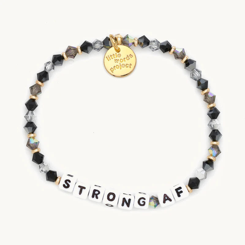 Strong AF Black Ice Beaded Stretch Bracelet