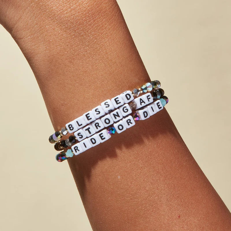 Strong AF Black Ice Beaded Stretch Bracelet