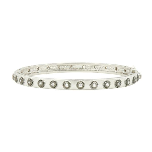 Studded Eternity Hinge Bangle Silver|Black