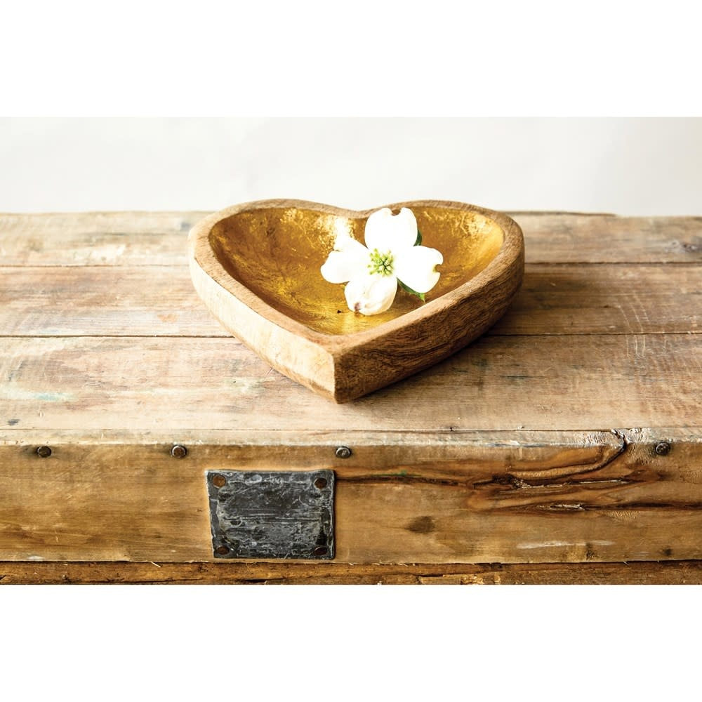 Wood Heart Tray | Gold Leaf 8in