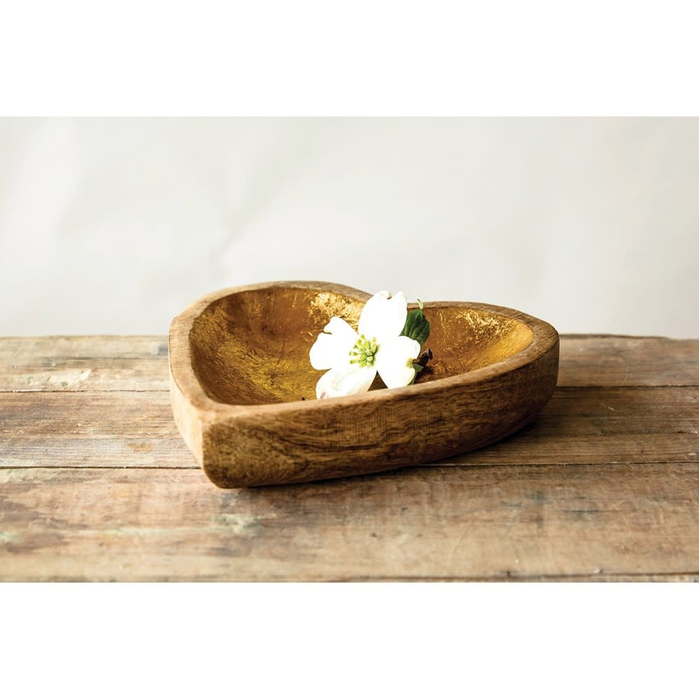 Wood Heart Tray | Gold Leaf 8in