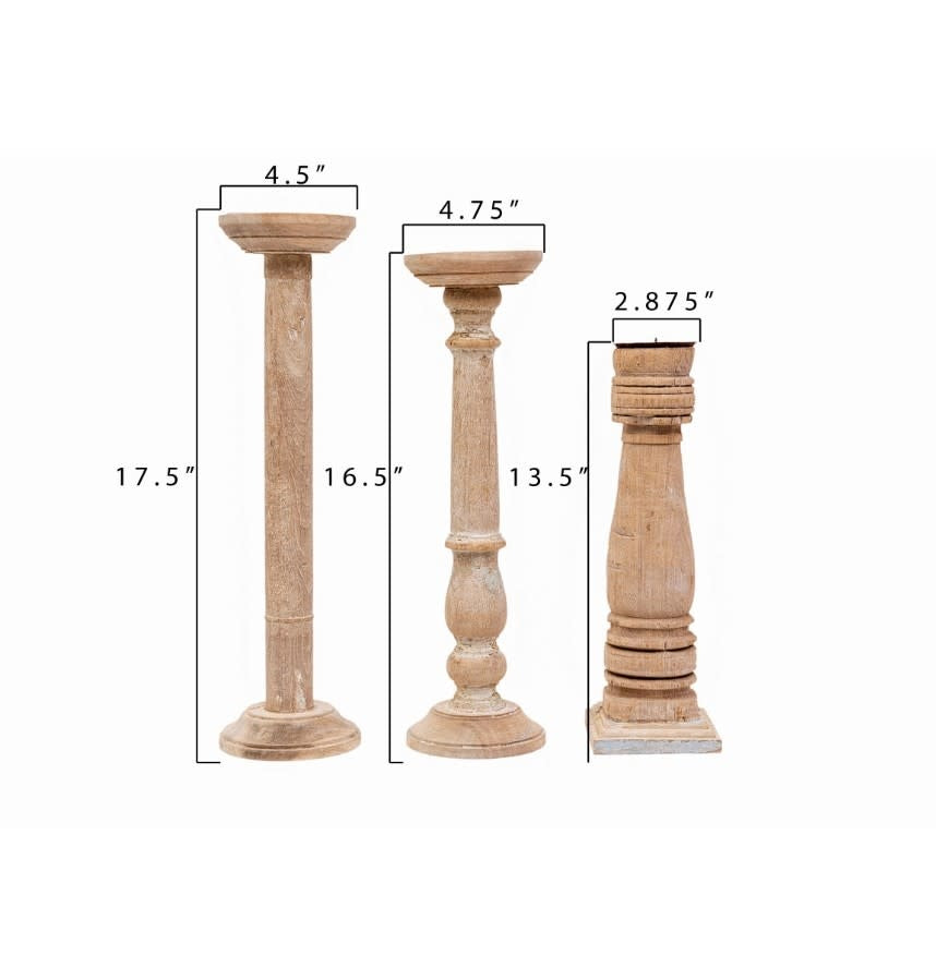 S/6 Found Wood Candle Holders