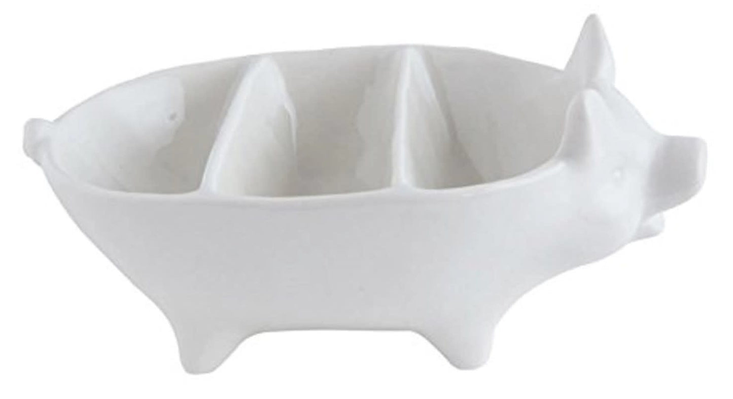 3-Section Stoneware Pig Dish