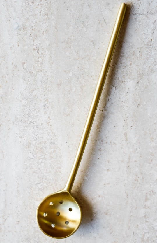 Olive Stainless Steel Spoon | Antique Brass Finish 8in