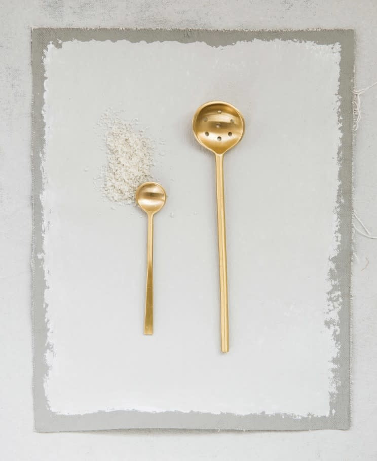 Olive Stainless Steel Spoon | Antique Brass Finish 8in