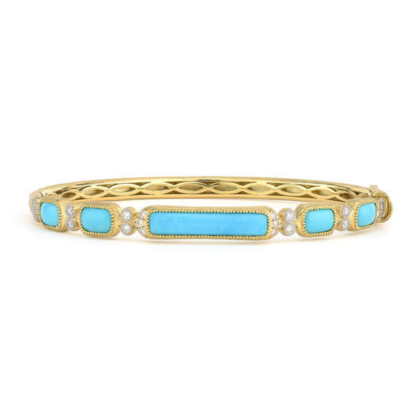 Delicate Moroccan Long Turquoise Stone Bangle