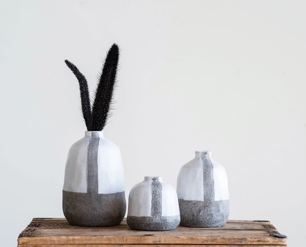 Terracotta Grey & White Vase