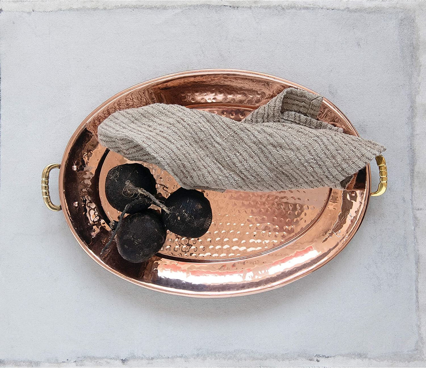 Stainless Steel Copper Hammered Tray