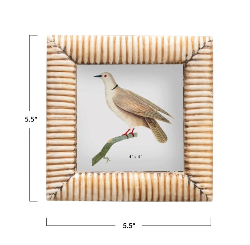 Hand-Carved Frame wi/Ribbed Pattern - Holds 4x4