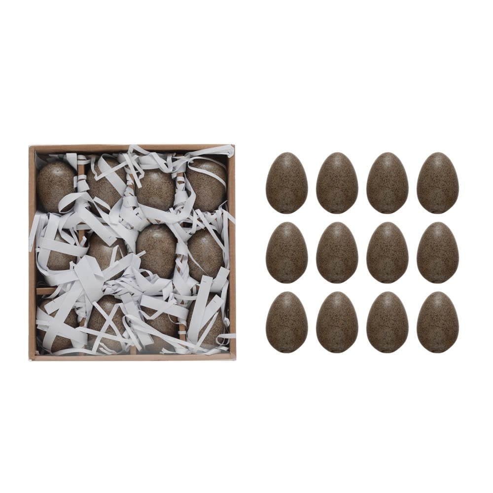 2.25" Brown Stoneware Egg S/12