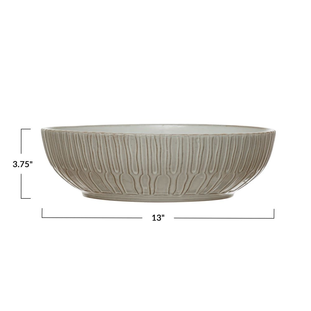White Debossed Stoneware Bowl