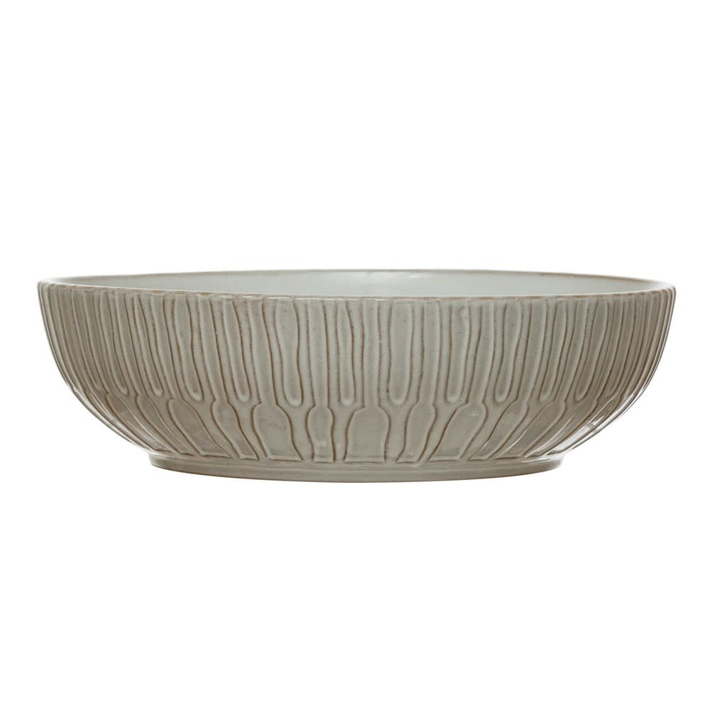 White Debossed Stoneware Bowl