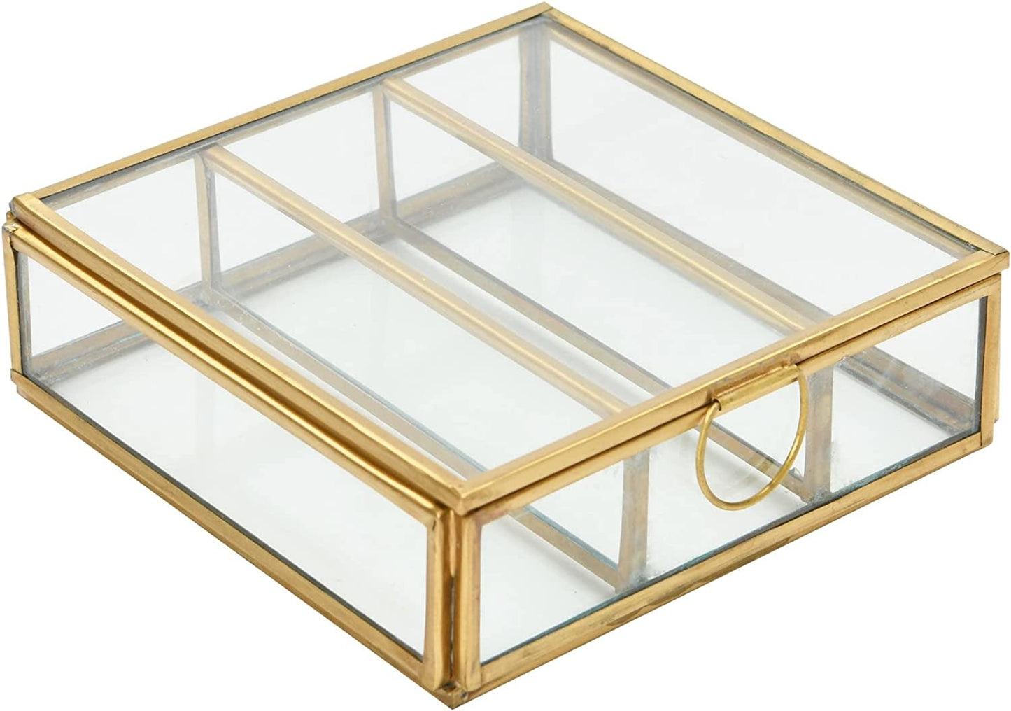 Brass + Glass 3 Compartment Box | 5in